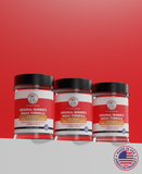 Three jars of 'Original Minnie's Magic Formula' on a red background with an American flag label.