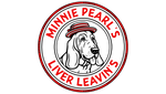 Logo of Minnie Pearl's Liver Leavin' with a dog illustration and red border on a white background